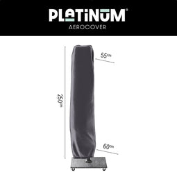 Platinum AeroCover - Zweefparasolhoes – H250x55/60cm – tot Ø 3,5m en 3x3m - Met rits en stok - Ademend – Waterproof – Hoge kleurechtheid