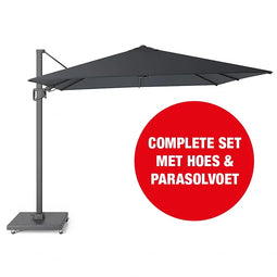 Platinum Casual Living Halifax Zweefparasol Set 300x300 cm - Antraciet