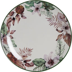 Platt tallrik DKD Home Decor Blommor Porselein (27 x 27 x 2 cm)
