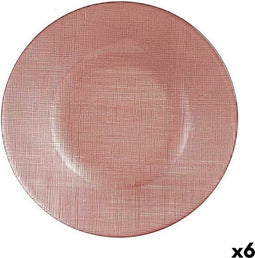 Platt tallrik Roze Glas 6 Stuks (21 x 2 x 21 cm)