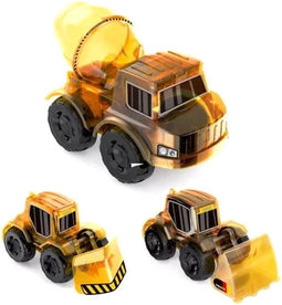 Playos Technisch Speelgoed - 3 Bouwvoertuigen - 14 x 12.8 x 6.5 cm - Geel