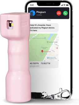 Plegium Smart Red UV Dye - Rode UV Verf Zelfverdediging Spray - SMS Notificaties met Locatie - Verblindend LED Licht - Roze