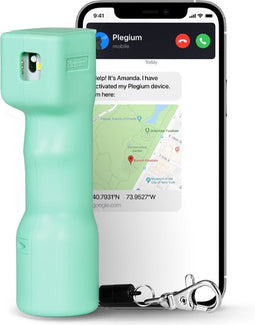 Plegium Smart Red UV Dye - Rode UV Verf Zelfverdediging Spray - SMS Notificaties met Locatie - Verblindend LED Licht - Muntgroen