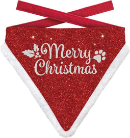 Plenty Gifts Kerst Bandana - Honden Bandana - Glitter Rood - 14 x 18 cm