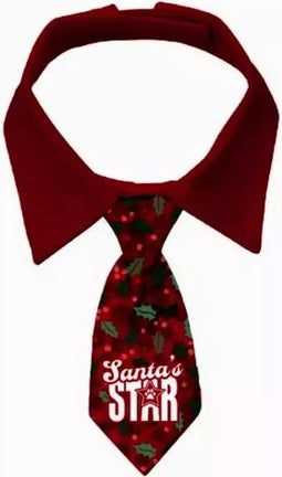 Plenty Gifts Kerst Stropdas - Honden/Katten Stropdas - Santa Star Holly - M