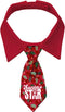 Plenty Gifts Kerst Stropdas - Honden/Katten Stropdas - Santa Star Holly - M