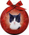 Plenty Gifts Kerstbal - Frosted Kat - Zwart/Wit - 10 cm