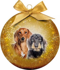 Plenty Gifts Kerstbal Frosted Teckel Goud 10CM