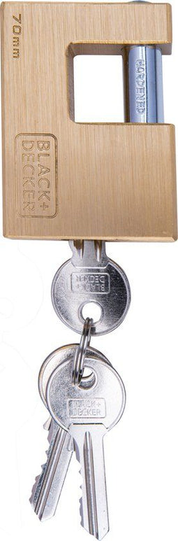 BLACK+DECKER Hangslot 70mm - Massief Messing - Incl. 3 Sleutels