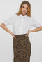 VERO MODA VMELLA ELASTIC SS SHIRT - Dames Blouse met Kraag en Korte Mouwen - M