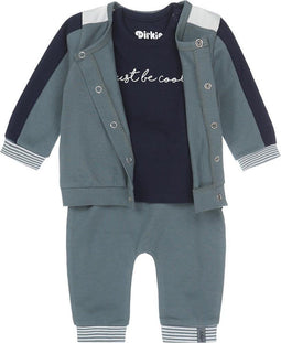 Dirkje Baby Jongens - 3-delige Kledingset - Biologisch katoen - Dusty green + navy
