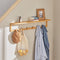 SoBuy FHK06-N - Wandkapstok - Houten Muurhanger met Plank & 6 Haken - Naturel