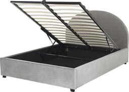 VAUCLUSE - Bed met opbergruimte - Grijs - 140 x 200 cm - Fluweel