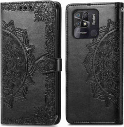 iMoshion Hoesje Geschikt voor Xiaomi Redmi 10C Hoesje Met Pasjeshouder - iMoshion Mandala Bookcase - Zwart