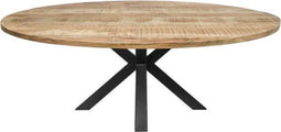 HSM Collection Ovale eettafel - 200x100 cm - massief mangohout/metaal