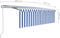 vidaXL - Luifel - automatisch - uittrekbaar - met - rolgordijn - 4x3 - m - blauw - wit
