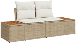 vidaXL - 2-Zits - Tuinbank - met - Kussens - - - Beige - Poly - Rattan