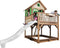 AXI Liam Speelhuis in Bruin/Groen - Met Verdieping, Zandbak en Witte Glijbaan - Speelhuisje voor de tuin / buiten - FSC hout - Speeltoestel voor kinderen