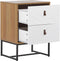 Nachtkastje met 2 lades NUEVA Lichtbruin/wit