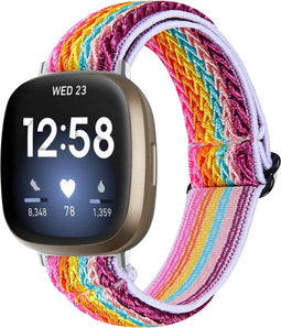 Nylon Bandje Geschikt Voor Fitbit Versa 4, Sense 2 - Regenboog