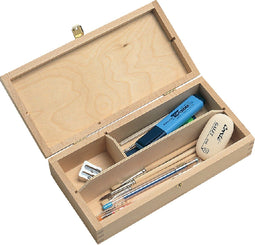 Tekendoos Middel Hout 2-vaks 250X125X62mm