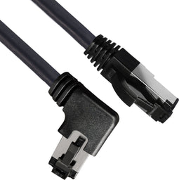 S/FTP CAT8.1 40 Gigabit Netwerkkabel - 1 kant haaks naar links - CU - 3 meter - Zwart