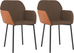vidaXL - Eetkamerstoelen - 2 - st - stof - en - kunstleer - bruin