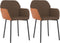 vidaXL - Eetkamerstoelen - 2 - st - stof - en - kunstleer - bruin