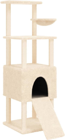 vidaXL - Kattenmeubel - met - sisal - krabpalen - 153 - cm - crèmekleurig
