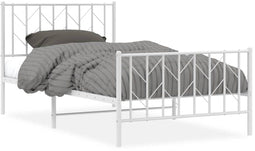 vidaXL - Bedframe - met - hoofd- - en - voeteneinde metaal - wit - 100x200 - cm