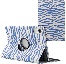imoshion Tablet Hoes - Geschikt voor Xiaomi Redmi Pad SE - 360° Draaibare Design Bookcase 2.0 - White Blue Stripes
