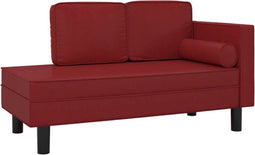 vidaXL - Chaise - longue - met - kussens - en - bolster - kunstleer - wijnrood