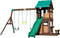 Backyard Discovery Lakewood Speeltoren met Schommels, Glijbaan, Zandbak en snackvenster - Speelhuis met verdieping van hout voor de tuin / buiten
