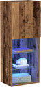 vidaXL - TV-kast - met - LED-verlichting - Oud - Hout - 40,5x30x102 - cm