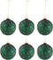 J-Line kerstbal Blaadjes Glitter - glas - mat groen - small - doos van 6