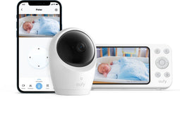 eufy Baby E20 - Babyfoon - 2K HD Resolutie - App- en Offlinebesturing - Nachtzicht - 5000mAh Accu - Geluids- en Temperatuurmeldingen - Beveiligde Verbinding - Wit