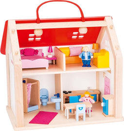 Goki Houten Poppenhuis Koffer met Accessoires