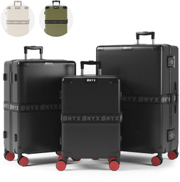ONYX 3-delige Kofferset - Handbagage en Check-in koffer - TSA slot - 360° Spinner wielen - Zwart (3-delig)