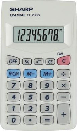 Sharp rekenmachine - EL233S - grijs - 8 digit - 1x LR44 batterij - SH-EL233S