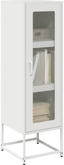 vidaXL - Hoge - kast - 36x39x123 - cm - koudgewalst - staal - wit