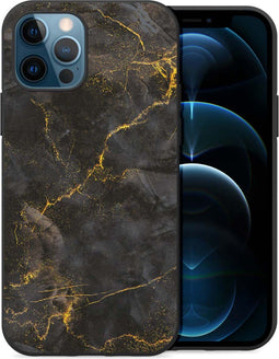 iMoshion Hoesje Geschikt voor iPhone 12 / 12 Pro Hoesje Siliconen - iMoshion Design hoesje - Zwart / Black Marble