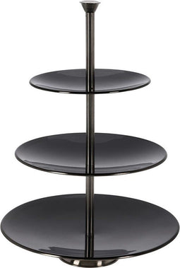 Excellent Houseware Etagere - RVS - 36,5 cm - glanzend - zwart