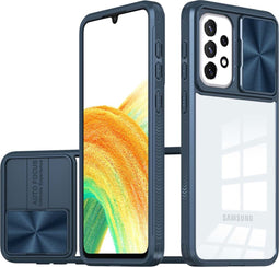 iMoshion Hoesje Geschikt voor Samsung Galaxy A33 Hoesje - iMoshion Camslider Backcover - Donkerblauw