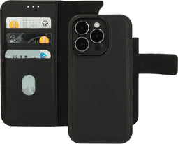 Mobiparts Leather 2 in 1 Wallet Case - Apple iPhone 14 Pro - Echt leer met uitneembare backcover - Zwart