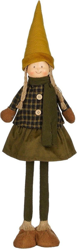 House of Seasons Kerstversiering Vrouw - 15x12x65 cm - Polyester - Geel