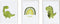 Set van 3 Schilderijen Crochetts 33 x 43 x 2 cm Regenboog Dinosaurus 3 Onderdelen