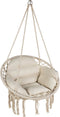 Outtec® Hangstoel - Schommel met Kussens - 62cm Diameter - tot 150 kg - 100% Katoen - Beige