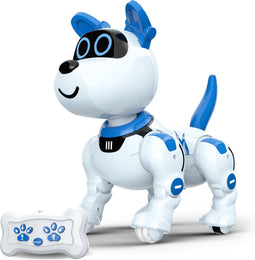 Gear2Play Robo Raff - Interactieve robothond - LED ogen - Dansen en stunts uitvoeren - Wit/blauw