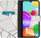 iMoshion Hoesje Geschikt voor Samsung Galaxy A41 Hoesje Met Pasjeshouder - iMoshion Design Softcase Bookcase - Wit / Meerkleurig / Goud / White Graphic