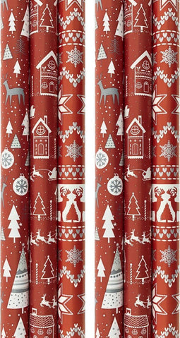 Benza Red Collection - Cadeaupapier - 6 rollen 200 x 70 cm - Kerst (6 stuks)